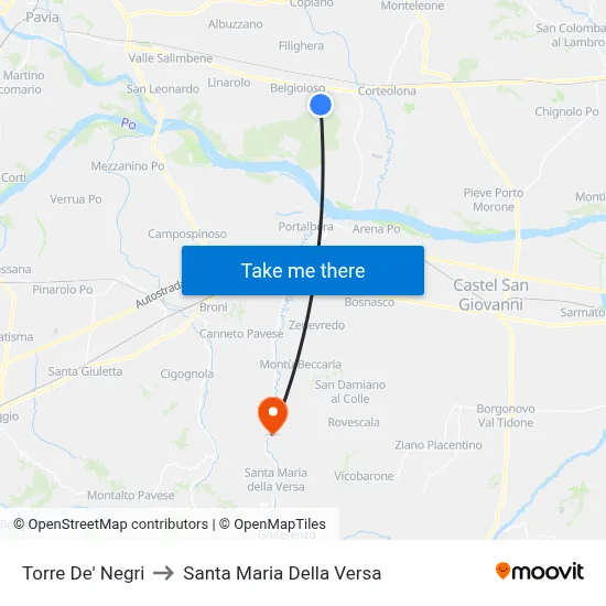 Torre De' Negri to Santa Maria Della Versa map