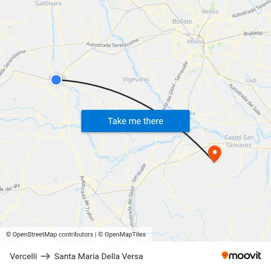 Vercelli to Santa Maria Della Versa map