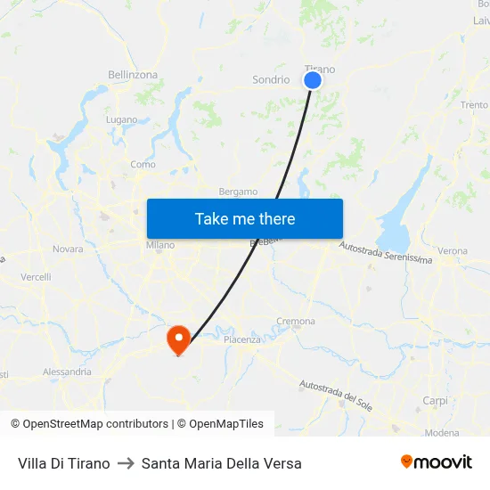 Villa Di Tirano to Santa Maria Della Versa map