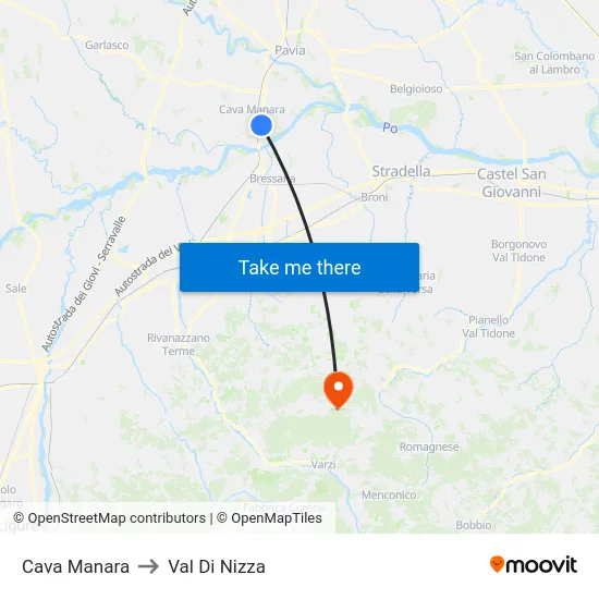 Cava Manara to Val Di Nizza map