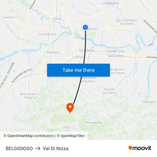 BELGIOIOSO to Val Di Nizza map