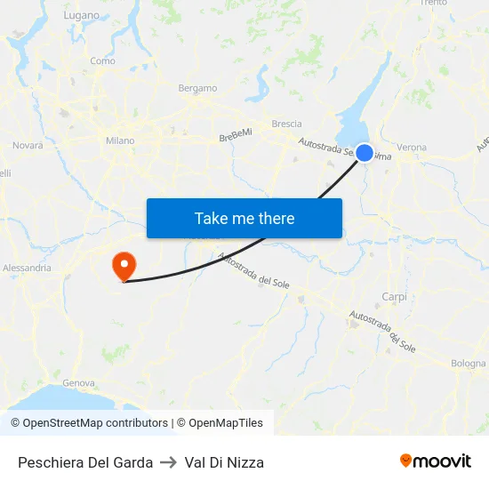 Peschiera Del Garda to Val Di Nizza map