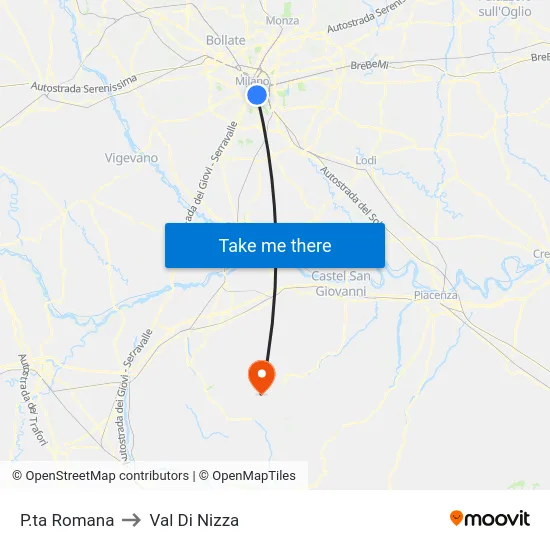 Porta Romana to Val Di Nizza map