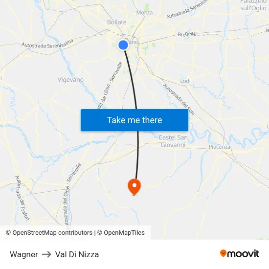 Wagner to Val Di Nizza map