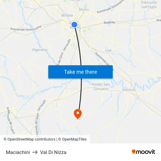 Maciachini to Val Di Nizza map