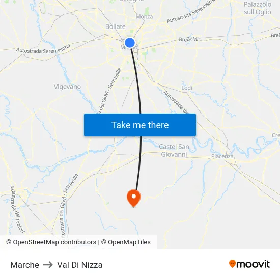 Marche to Val Di Nizza map