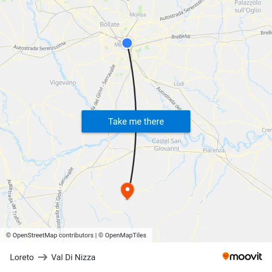 Loreto to Val Di Nizza map