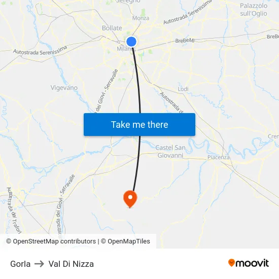 Gorla to Val Di Nizza map