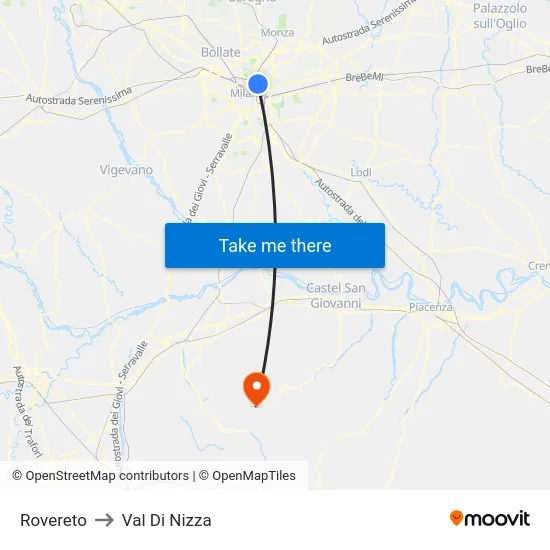 Rovereto to Val Di Nizza map