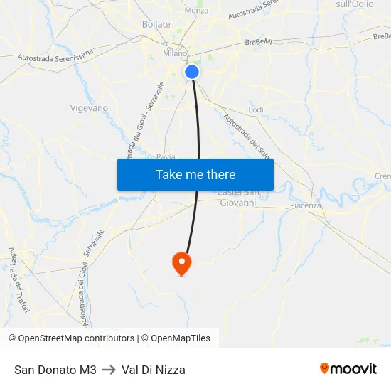 San Donato M3 to Val Di Nizza map