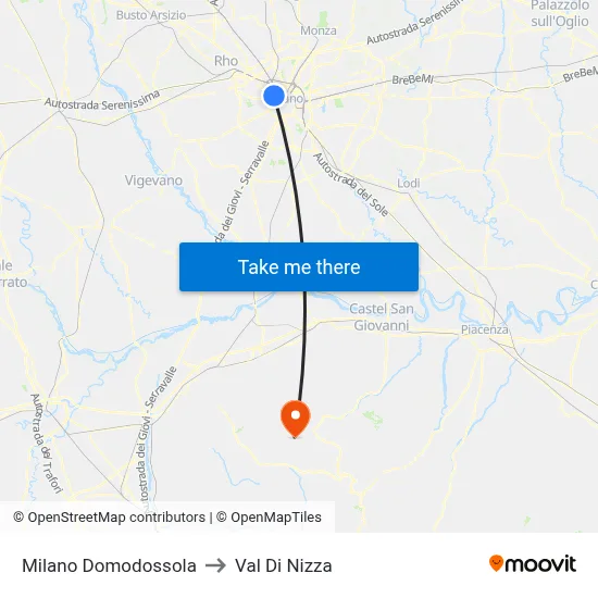 Milan Domodossola to Val Di Nizza map