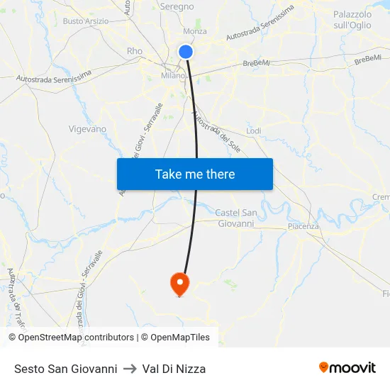 Sesto San Giovanni to Val Di Nizza map