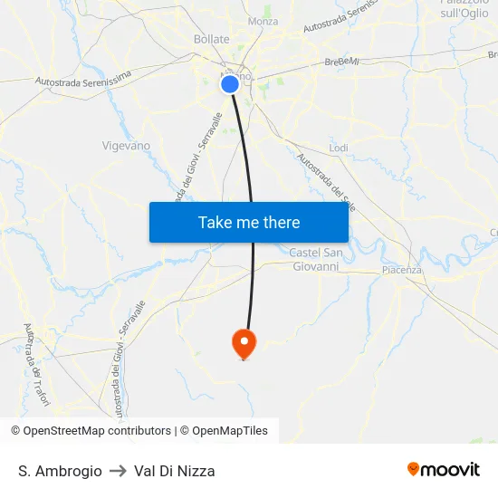 Saint Ambrose to Val Di Nizza map