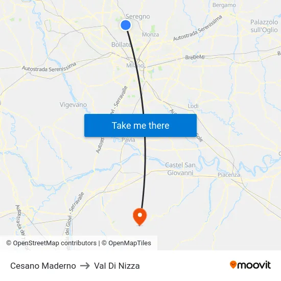 Cesano Maderno to Val Di Nizza map