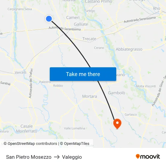 San Pietro Mosezzo to Valeggio map