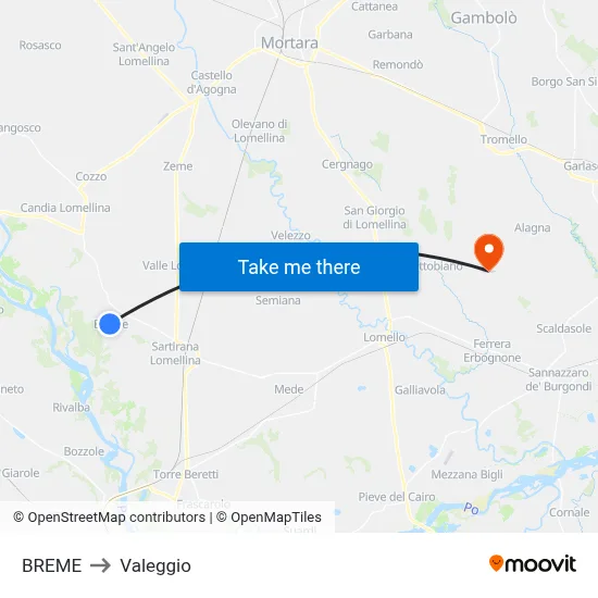 Breme to Valeggio map