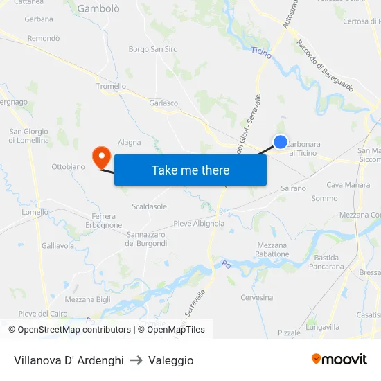 Villanova d'Ardenghi to Valeggio map