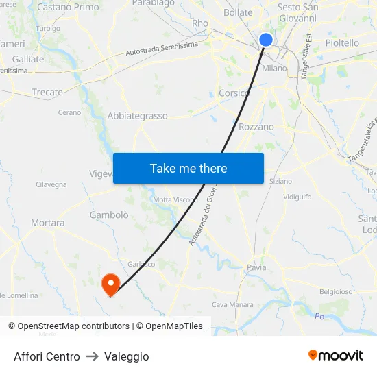 Affori Centro to Valeggio map