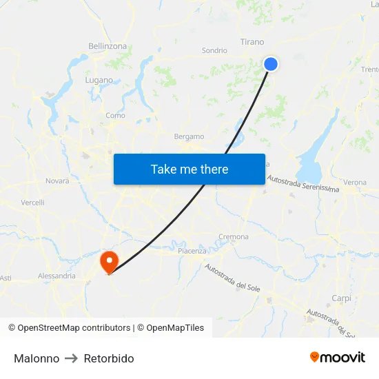 Malonno to Retorbido map