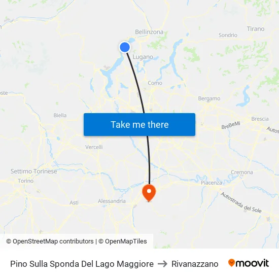 Pino On the Shore of Lake Maggiore to Rivanazzano map