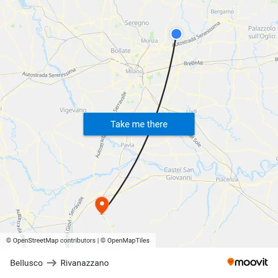 Bellusco to Rivanazzano map