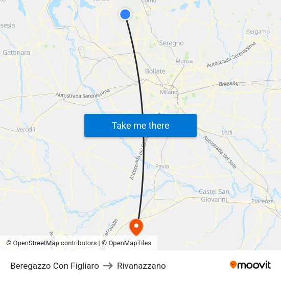 Beregazzo Con Figliaro to Rivanazzano map