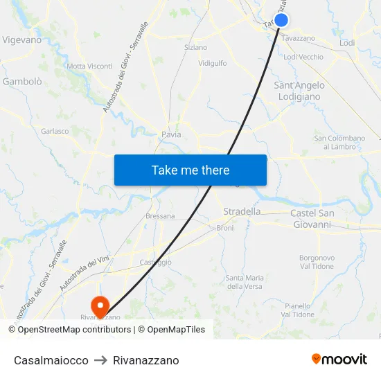 Casalmaiocco to Rivanazzano map