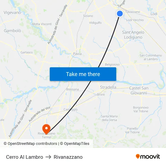Cerro Al Lambro to Rivanazzano map