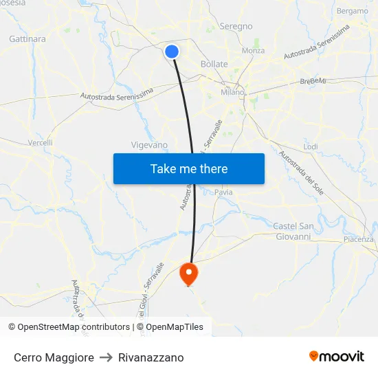 Cerro Maggiore to Rivanazzano map