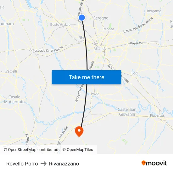 Rovello Porro to Rivanazzano map