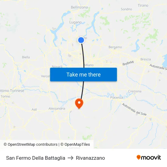 San Fermo Della Battaglia to Rivanazzano map