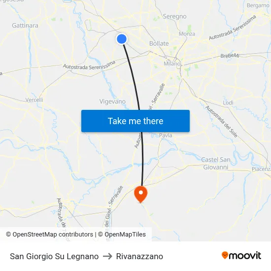San Giorgio Su Legnano to Rivanazzano map