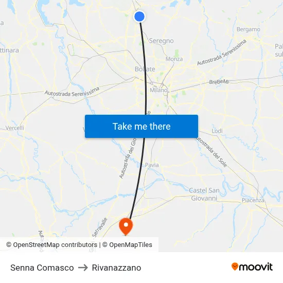 Senna Comasco to Rivanazzano map