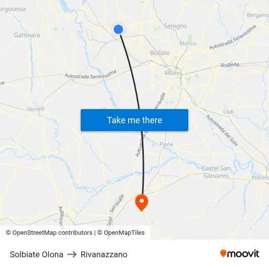 Solbiate Olona to Rivanazzano map