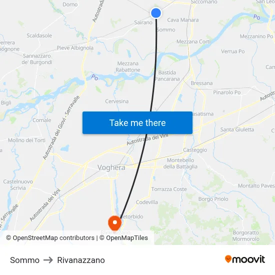 Sommo to Rivanazzano map