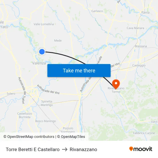 Torre Beretti e Castellaro to Rivanazzano map