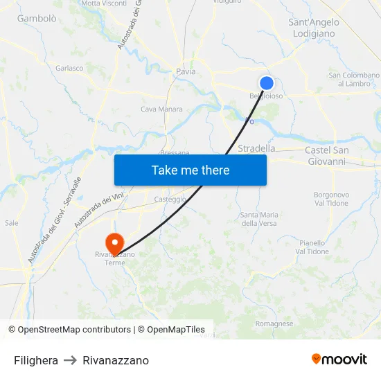 Filighera to Rivanazzano map