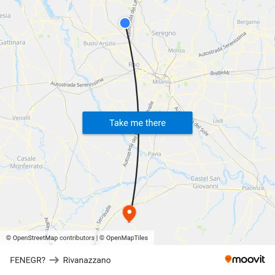 Fenegro to Rivanazzano map