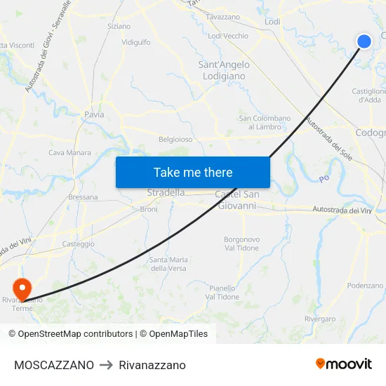 Moscazzano to Rivanazzano map