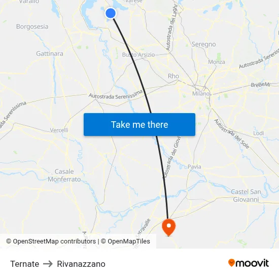 Ternate to Rivanazzano map