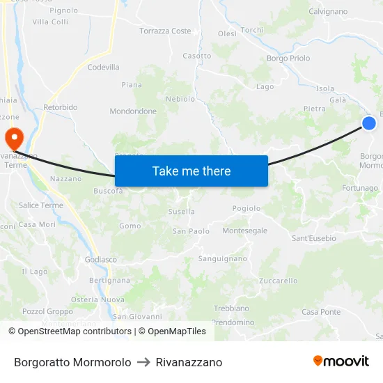 Borgoratto Mormorolo to Rivanazzano map