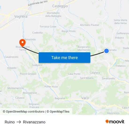Ruino to Rivanazzano map