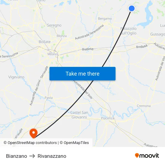 Bianzano to Rivanazzano map