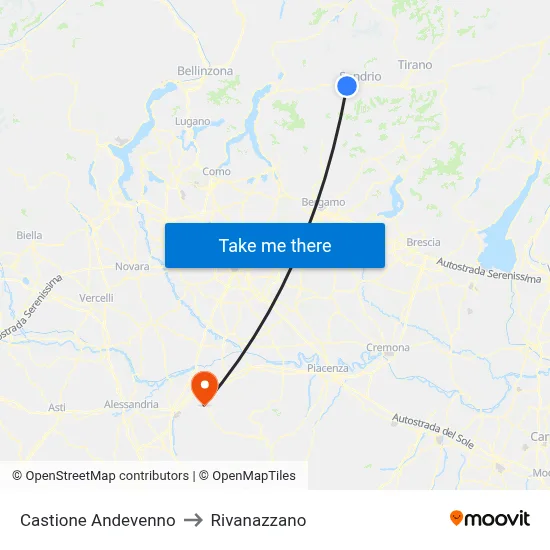 Castione Andevenno to Rivanazzano map