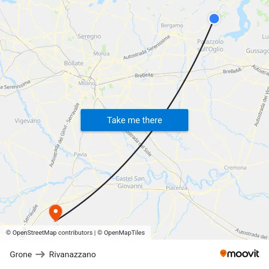 Grone to Rivanazzano map