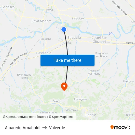 Albaredo Arnaboldi to Valverde map