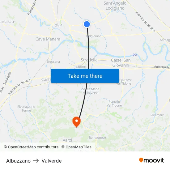 Albuzzano to Valverde map