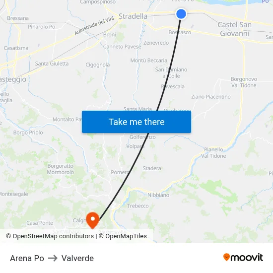 Arena Po to Valverde map
