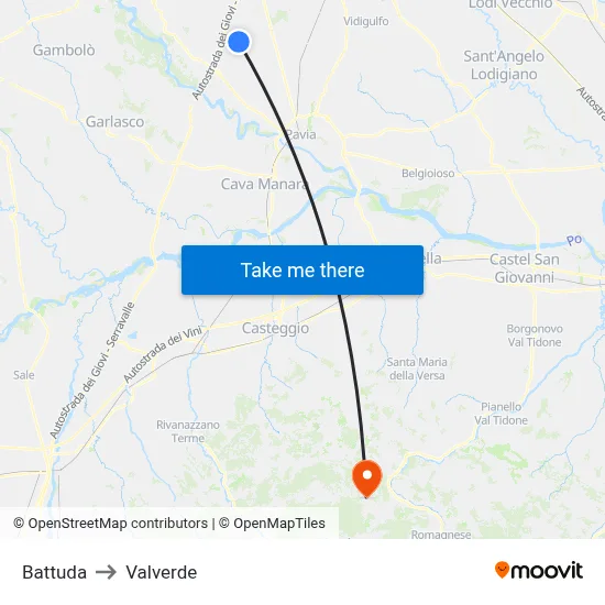 Battuda to Valverde map