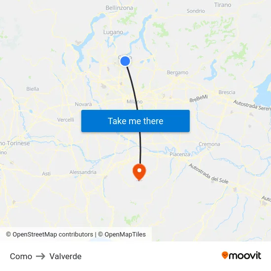 Como to Valverde map